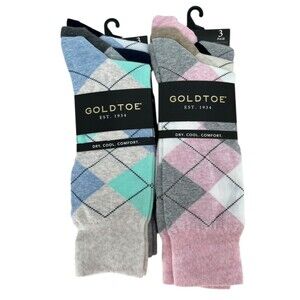 Lot of 2 Packs Gold Toe Carlyle Argyle Socks 6 Pairs 6-12.5 Shoe Size Mens NEW